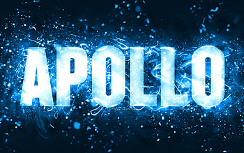 Happy Birtay Apollo, , blue neon lights, Apollo name, creative, Apollo Happy Birtay, Apollo Birtay, popular american male names, with Apollo name, Apollo HD wallpaper