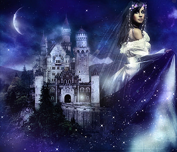 Magical Night, night, blue, magic, fantasy HD wallpaper