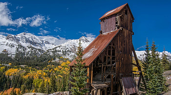 abandoned mine in red mountain colorado, trees, abandoned, mountains, mining HD wallpaper