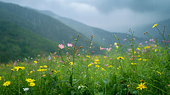 Spring Rain Meadow, spring HD wallpaper