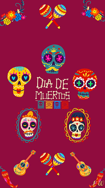 Sugar skulls 2, red, magenta, spanish, Mexican, sugar skulls, blue HD phone wallpaper