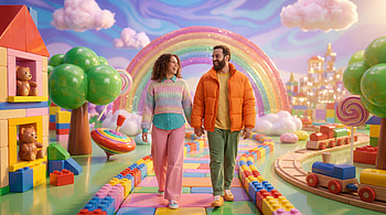 Parents' Rainbow Stroll —, Couple HD wallpaper