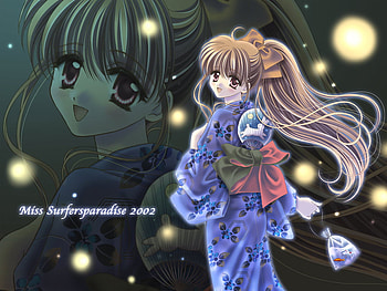 kimono girl, purple, miss surfersparadise 2002, red, girl, dark HD wallpaper