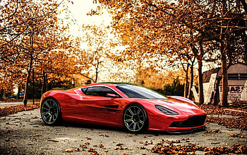 Aston Martin DBC Concept, aston-martin, cars, racing, red, autumn HD wallpaper