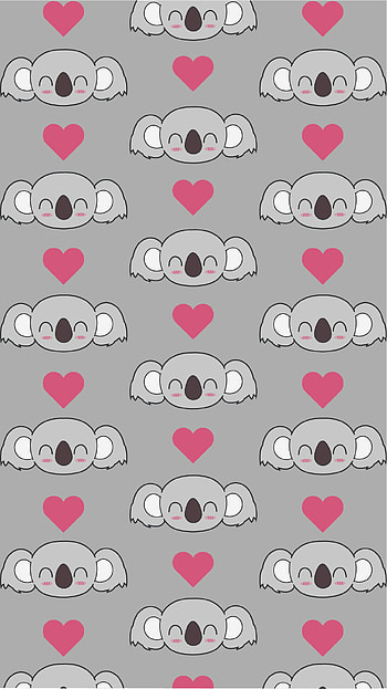 Koala, Dibujo, pink, Cute, Gris, Animal, Mono, kawai, Patron, lindo HD phone wallpaper