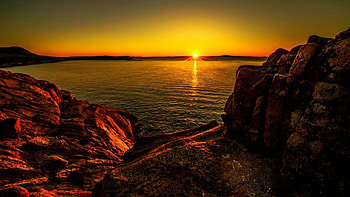 sunrise at acadia national park in maine r, sea, horizon, coast, r, rocks, sunrise HD wallpaper