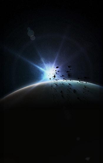 Space art, planet, flash, asteroids HD phone wallpaper