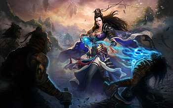 Fantasy girl, blue, asian, girl, dress, beauty, woman, fantasy, game, fighter, jade dynasty, princess, warrior HD wallpaper