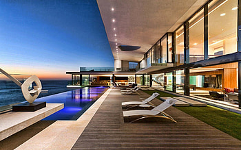 magnificent home, sea, pool, terrace, house HD wallpaper
