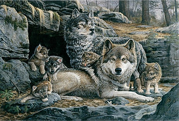 Wolves, animal, painting, art, nature, wolf HD wallpaper