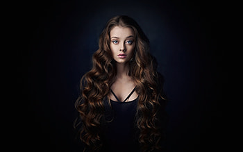 Blue eyes, woman gorgeous, long hair HD wallpaper