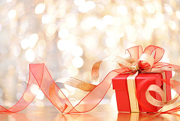 ≈ Christmas Atmosphere ≈, bokeh, ribbon, present, beautiful, gold, pink, lights, christmas, red HD wallpaper