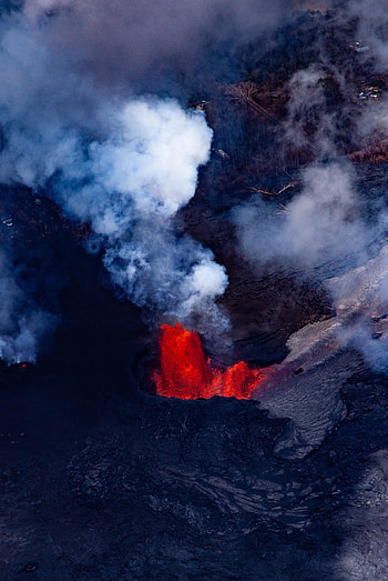 Lava, smoke, volcano, crater HD phone wallpaper