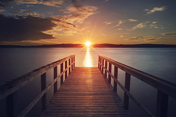 Wooden pier Sunset, pier, Wooden, nature, Sunset HD wallpaper
