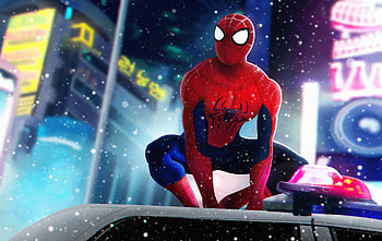 Spiderman On Police Car, spiderman, superheroes, artwork, digital-art, art, artstation HD wallpaper