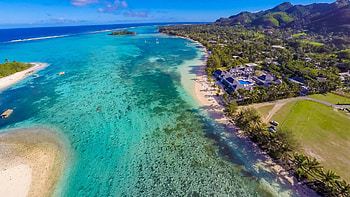 Australia, South Pacific, Cook Islands, Muri Beach Club, Aerial view HD wallpaper