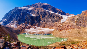 Jasper National Park, Alberta, mountain, lake, landscape, sky, canada, rocks, stones HD wallpaper