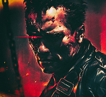 Terminator 2, T-800, cyborg, Arnold Schwarzenegger, movie, art HD wallpaper