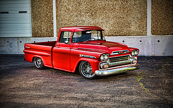 Chevrolet Apache 3100, R, 1955 cars, red pickup, tuning, retro cars, 1955 Chevrolet Apache, american cars, Chevrolet HD wallpaper