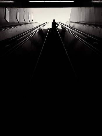 Silhouette, Bw, Chb, Escalator HD phone wallpaper