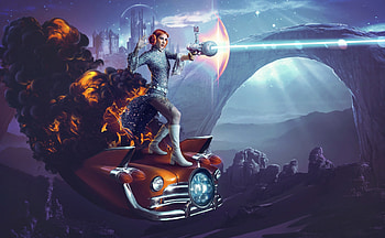 Facing The Unknown, science-fiction, artist, scifi, artwork, digital-art, deviantart HD wallpaper
