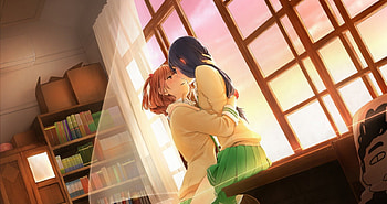 Anime Couple, Kurahashi, Sunset, Anime School Girls, Riko, Natsuo, Riko Kurahashi, Anime, Maki Natsuo, Seifuku, Maki, Anime Girls, School Uniform, Love Lab, Big Eyes HD wallpaper