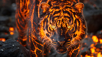 Molten Stare — Fantasy Lava Tiger, Fantasy Animal HD wallpaper