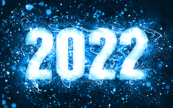 Happy New Year 2022, blue neon lights, 2022 concepts, 2022 new year, 2022 on blue background, 2022 year digits, 2022 blue digits HD wallpaper