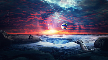 Airballons Sunset, airballons, nature, sunset, balloon HD wallpaper