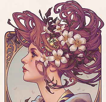 Flower princess, maria dimova, art, fantasy, flower, face, redhead, girl, princess HD wallpaper