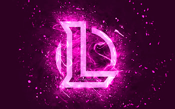League of Legends purple logo, , LoL, purple neon lights, creative, purple abstract background, League of Legends logo, LoL logo, online games, League of Legends HD wallpaper