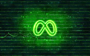 Meta green logo, , green brickwall, Meta logo, green abstract background, brands, Meta neon logo, Meta HD wallpaper