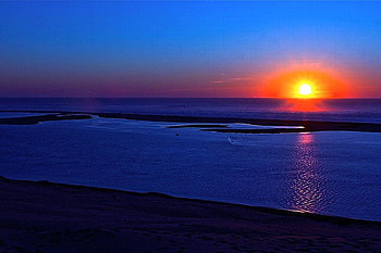 Blue Beach, blue, , cool, sunset, beach HD wallpaper