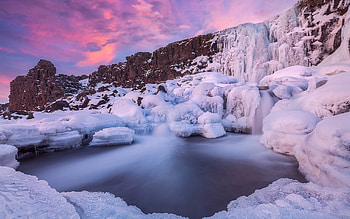 Waterfall Xarrfoss Falls Icelend, winter, Iceland, waterfall, xarrfoss HD wallpaper