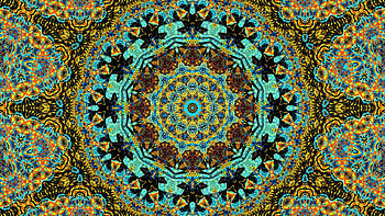 Yellow Black Blue Kaleidoscope Lines Shapes Abstraction Abstract HD wallpaper