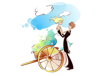 Art, Love, Couple, Pair, , Drawing, Happiness, Embrace, Carriage, Cart HD wallpaper