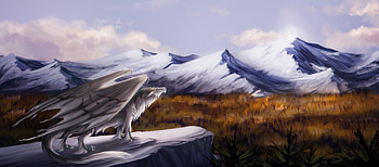 Dragon Feral Landscape Fantasy Mountain Art , dragon, landscape, fantasy, artist, mountain, artwork, digital-art, deviantart HD wallpaper