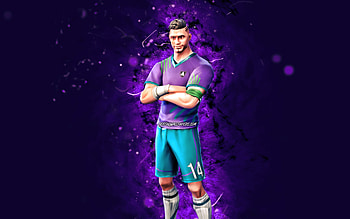 Midfield Maestro, , violet neon lights, Fortnite Battle Royale, Fortnite characters, Midfield Maestro Skin, Fortnite, Midfield Maestro Fortnite HD wallpaper