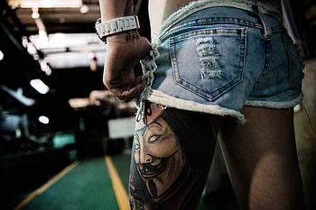 :), blue, black, mask, tattoo, stuff, hand, jeans, woman, jewel, v, anonymous, guy fawkes HD wallpaper