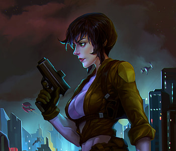 Ghost in the shell, girl cyborg, artwork HD wallpaper