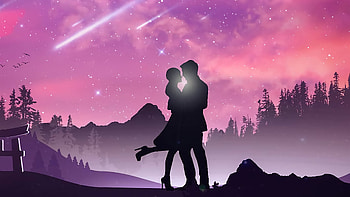 You And Me Forever , couple, love, synthwave, pink, artist, artwork, digital-art HD wallpaper