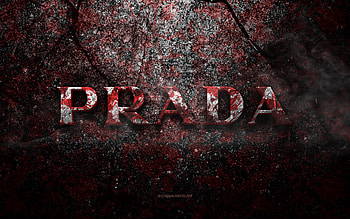 Prada logo, grunge art, Prada stone logo, red stone texture, Prada, grunge stone texture, Prada emblem, Prada 3d logo HD wallpaper