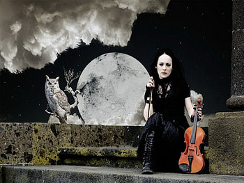 Hear my Song, night, black, music, moon, owl HD wallpaper