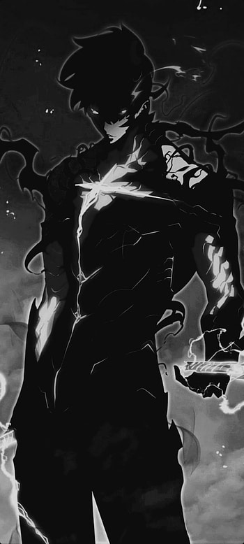 Solo leveling, webtoon, black and white HD phone wallpaper