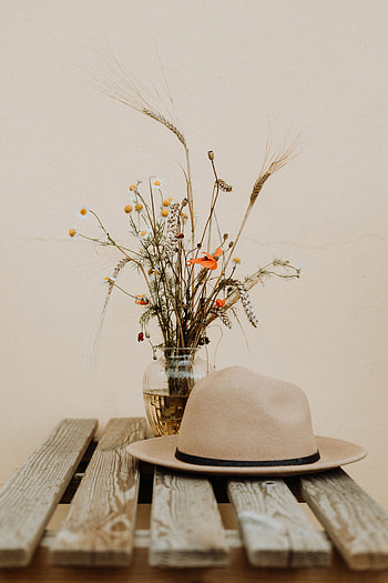 Flowers, Poppies, Cones, Camomile, Miscellanea, Miscellaneous, Bouquet, Spikelets, Hat HD phone wallpaper