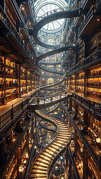 Literary Haven, library, architecture HD phone wallpaper