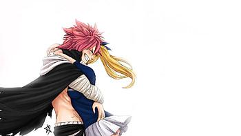 Fairy Tail, Big smile, Natsu x Lucy hug, Fairy Tail guild HD wallpaper