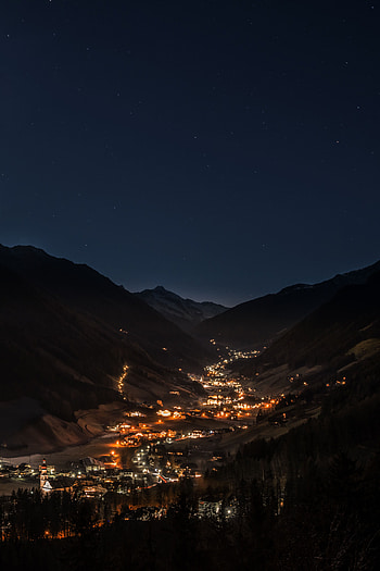 Night, Cities, Sky, Mountains, Structure HD phone wallpaper