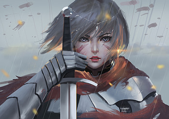 Solider Women Sword, artist, digital-art, artwork, sword, women HD wallpaper