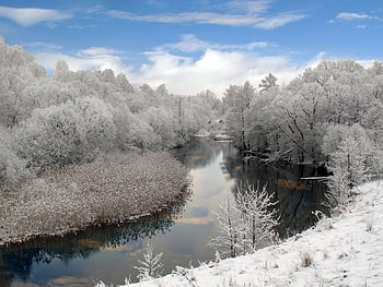 Landscape, Winter, Rivers, Trees HD wallpaper